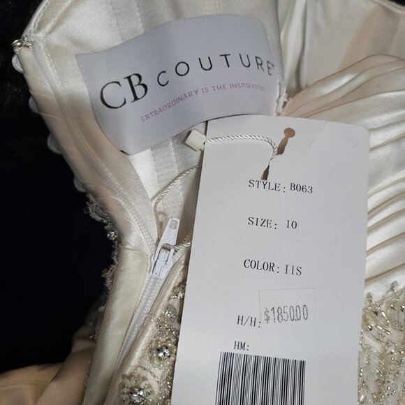 NWT~$1850~CB COUTURE~6/8~IVORY STRAPLESS MERMAID FIT & FLARE WEDDING DRESS - Picture 15 of 16
